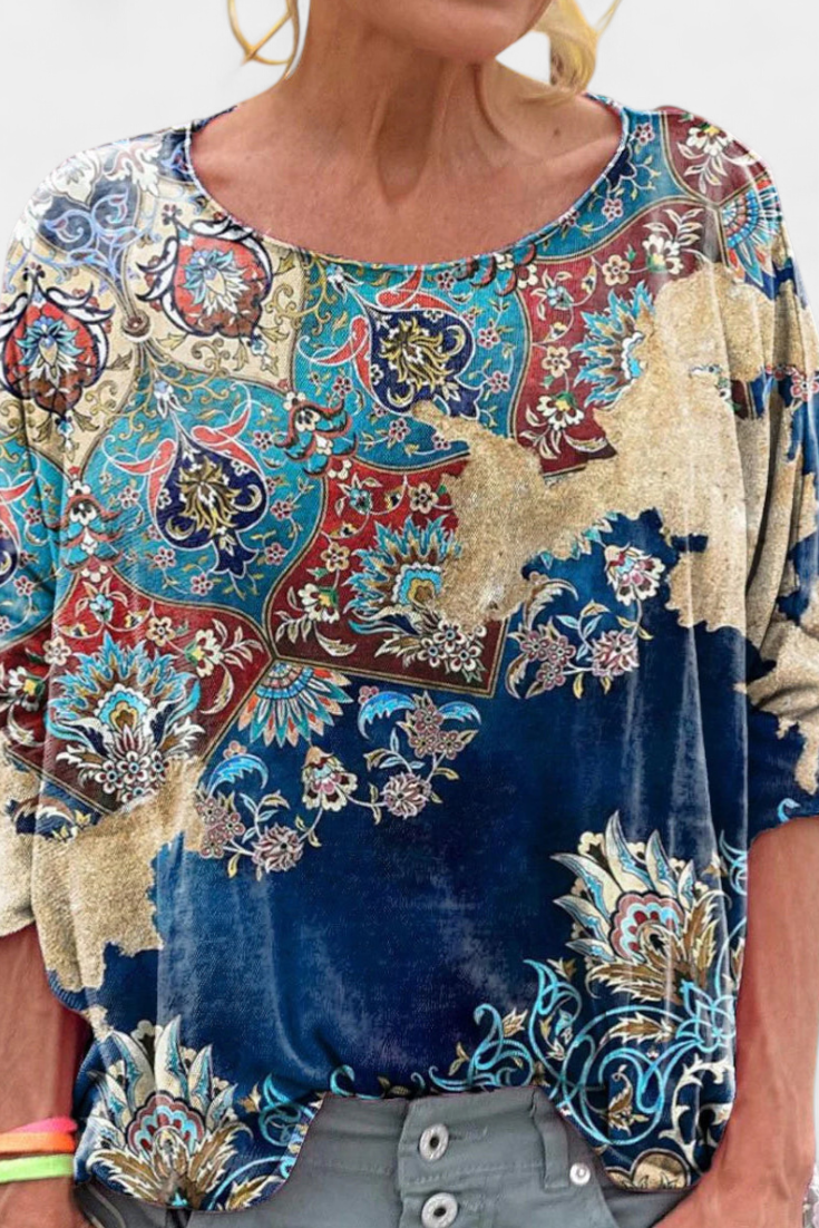 Omari Halenka Volná Boho Retro Vzor Exkluzivní Kousek
