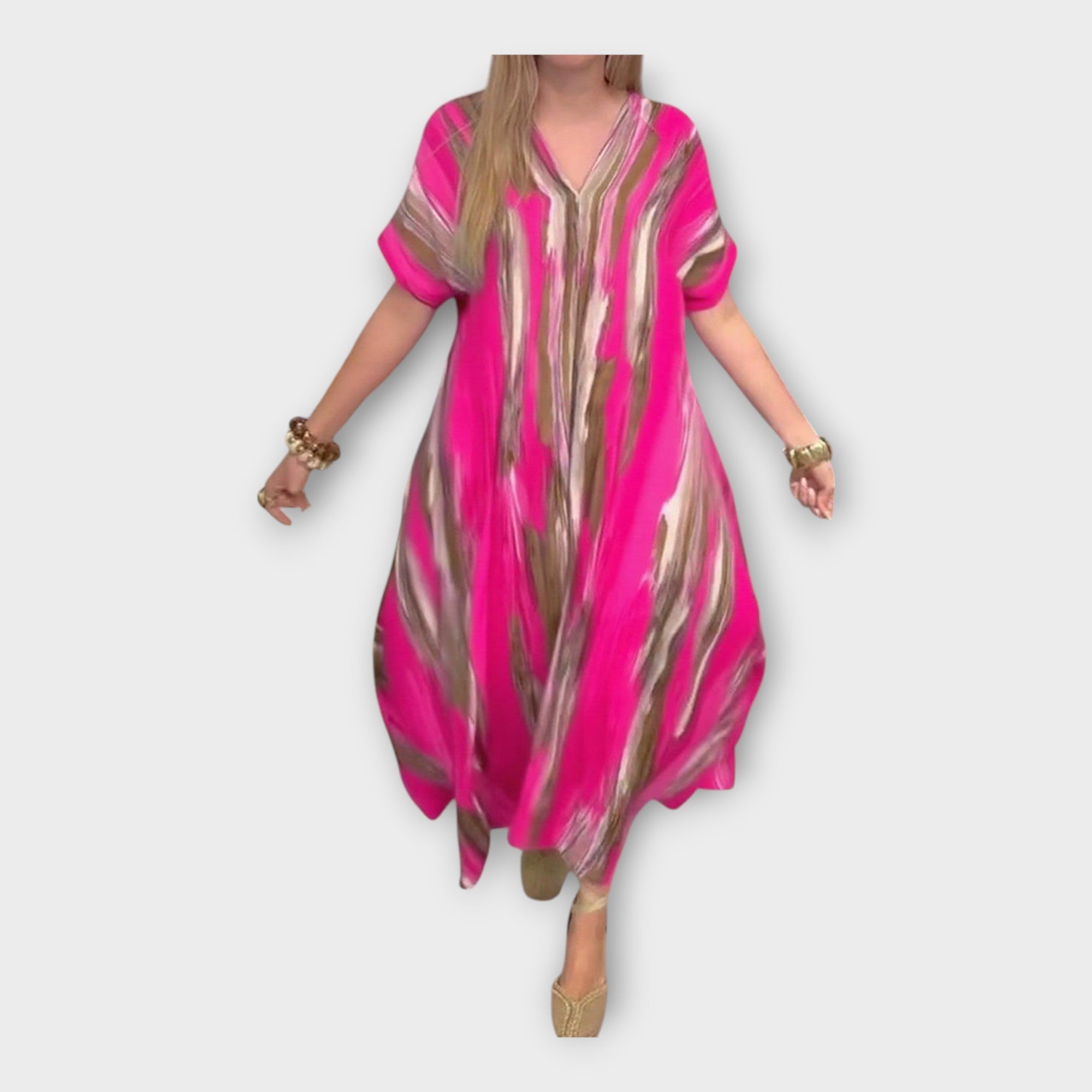 Luxusní Kaftan Dlouhý S V Límem A Širokými Rukávy Kolekce