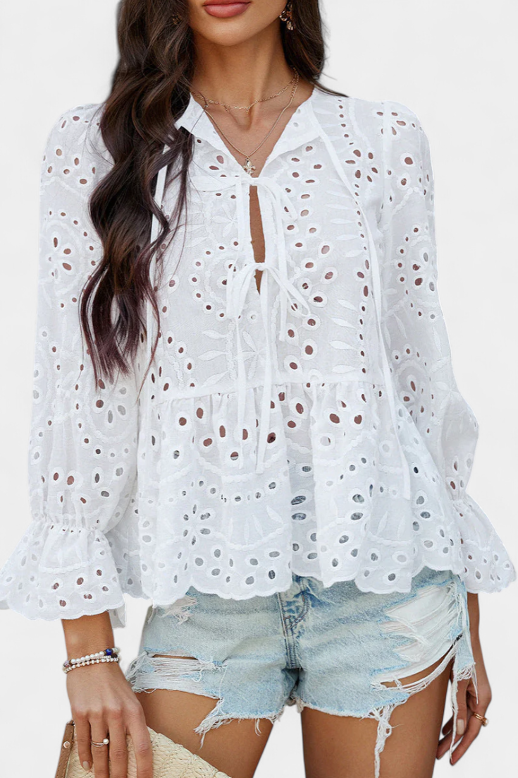 Kayden Boho Krajkový Top se Splývavým Lehkým Střihem Edice