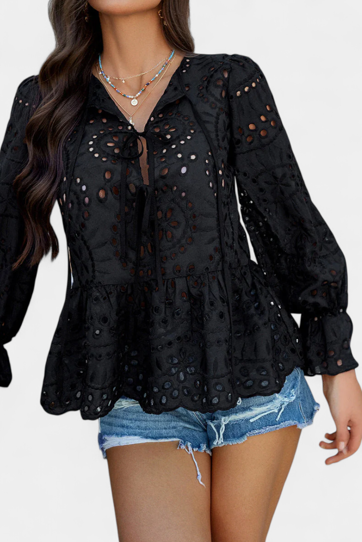 Kayden Boho Krajkový Top se Splývavým Lehkým Střihem Edice