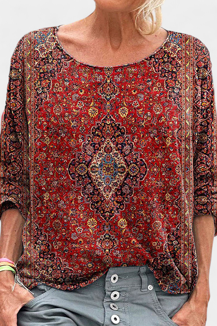 Omari Halenka Volná Boho Retro Vzor Exkluzivní Kousek