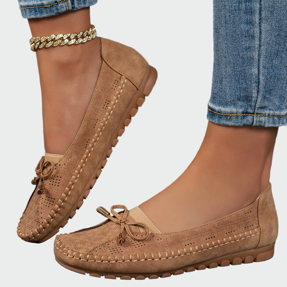 Béžové Prémiové Kožené Mokasíny Slip On Ortopedická Vložka