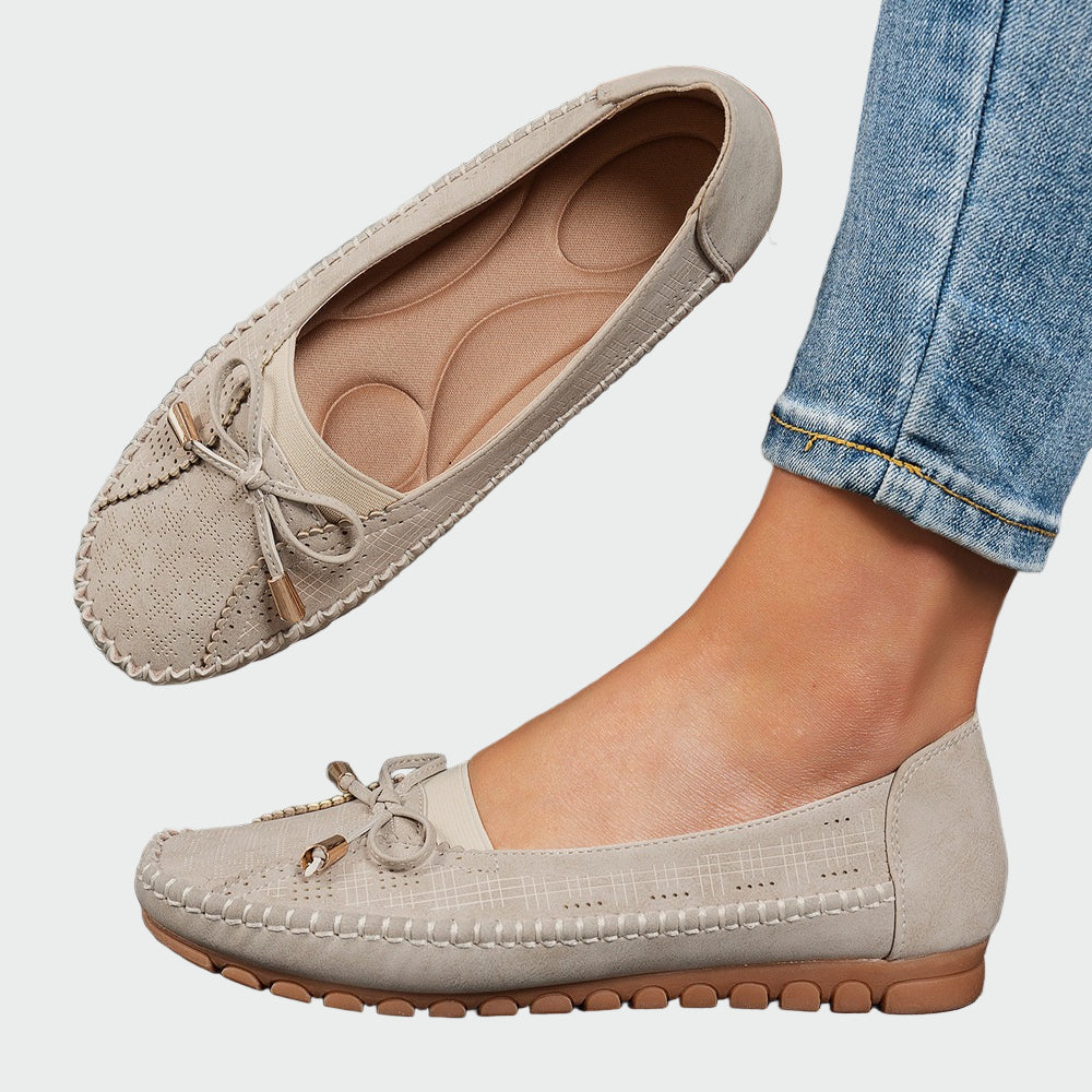 Béžové Prémiové Kožené Mokasíny Slip On Ortopedická Vložka