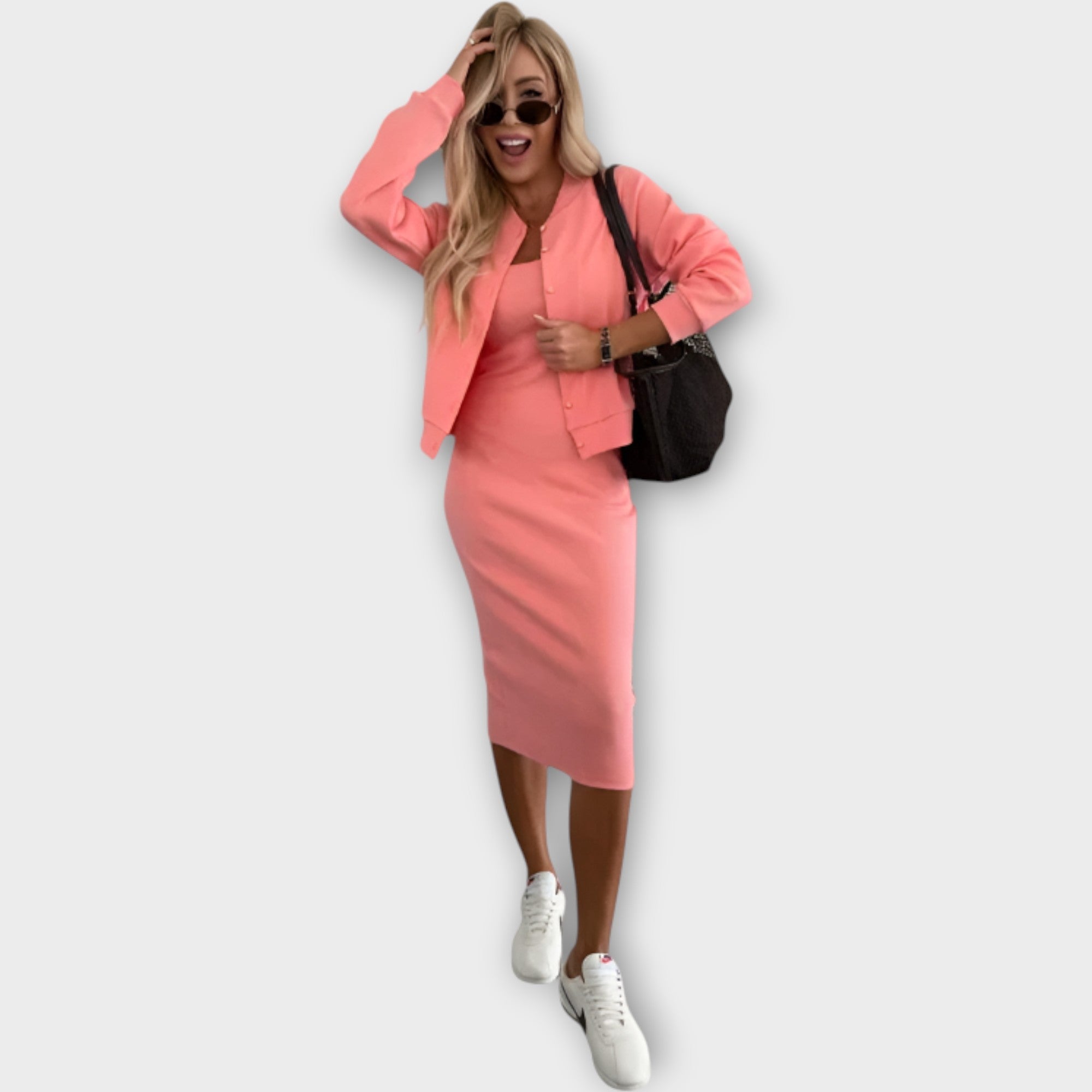 Elegantní Set Šaty a Sako Luxusní Kolekce Exkluzivní