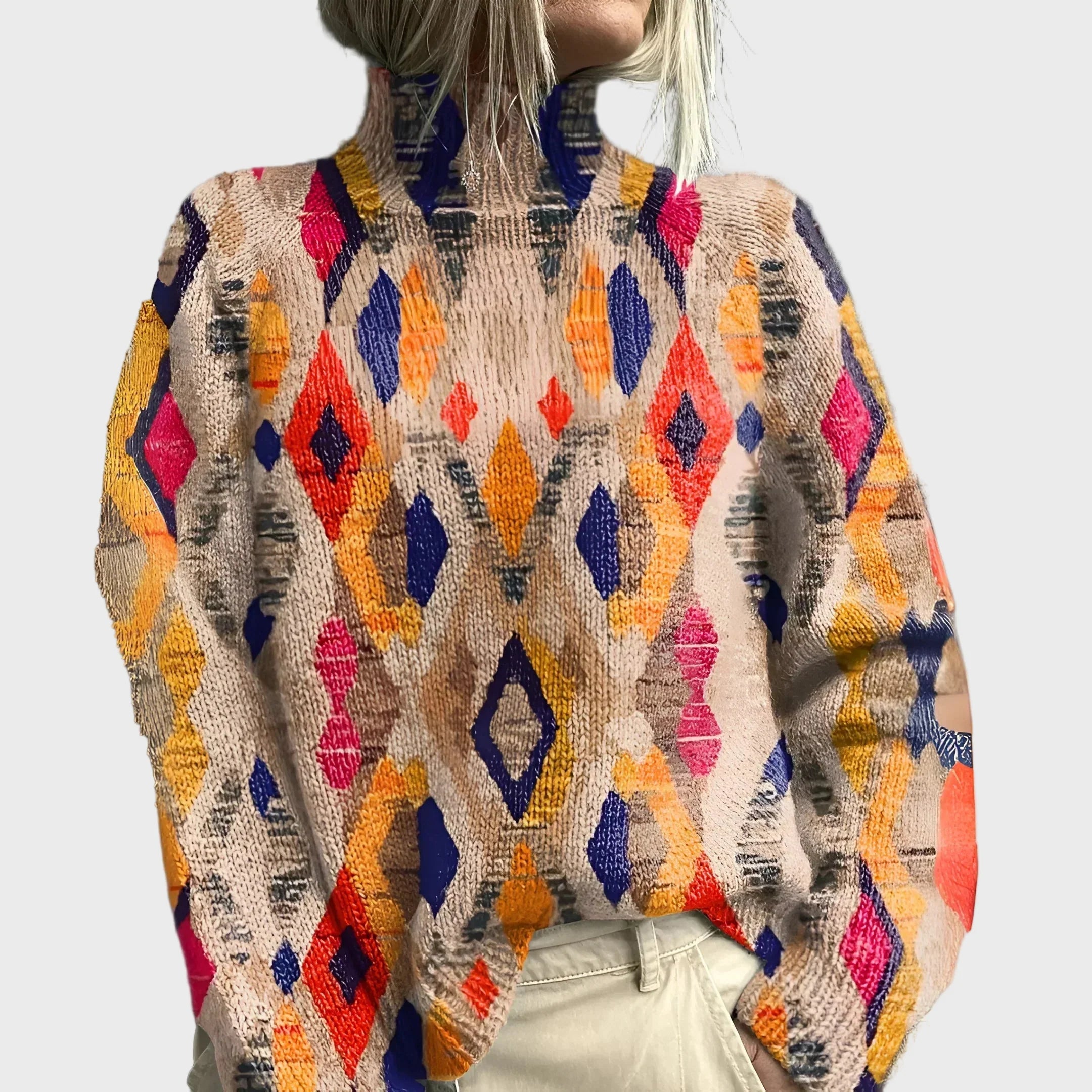 Pletený Rolák Geometrický Vzor Elegantní Limitovaná Kolekce