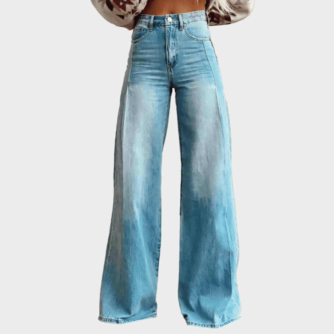 Vintage Boho Denim S Vysokým Pásem A Širokými Nohavicemi