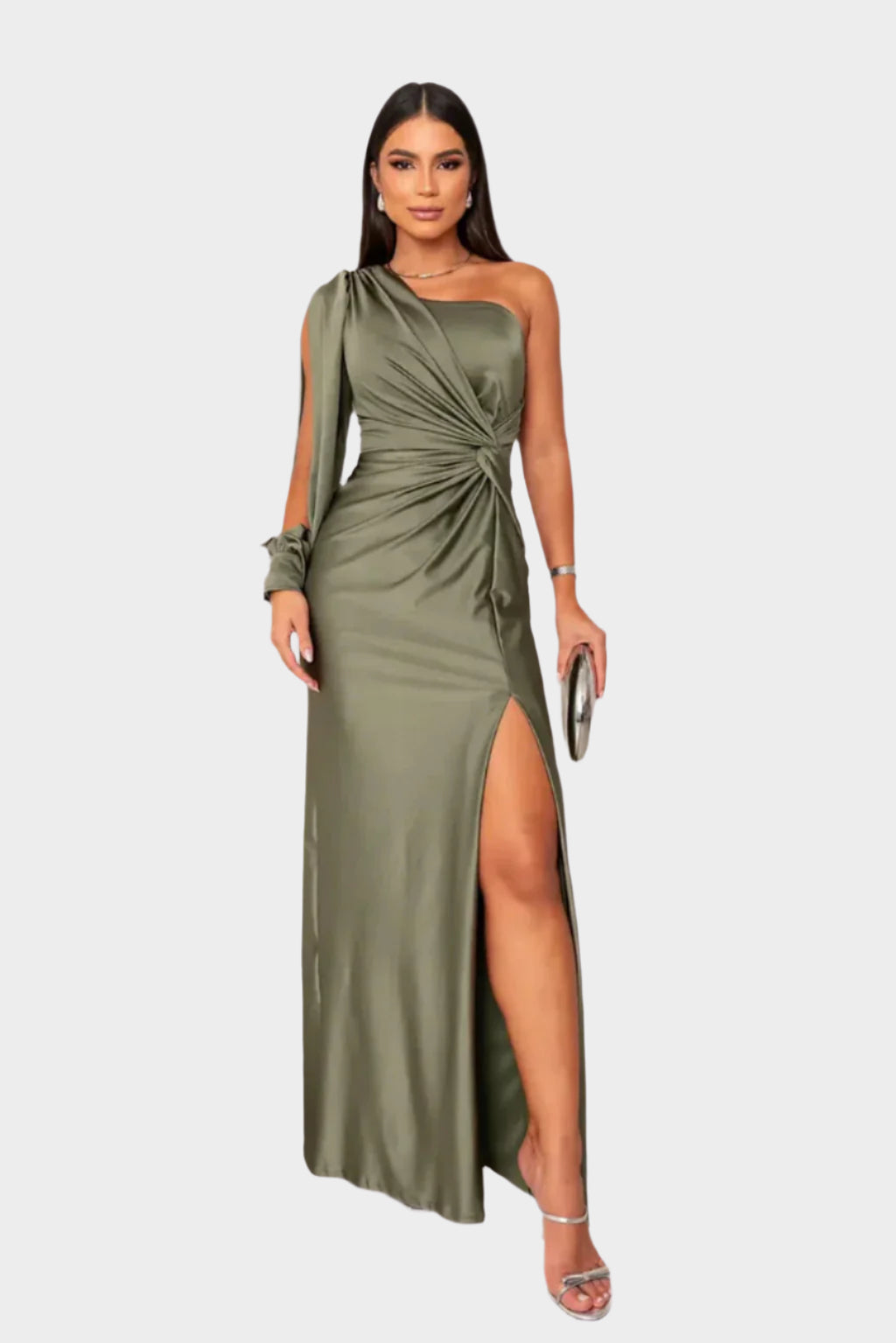 Dlouhé Šaty Luxusní Kolekce Jednoramenné S Uzlem Elegantní