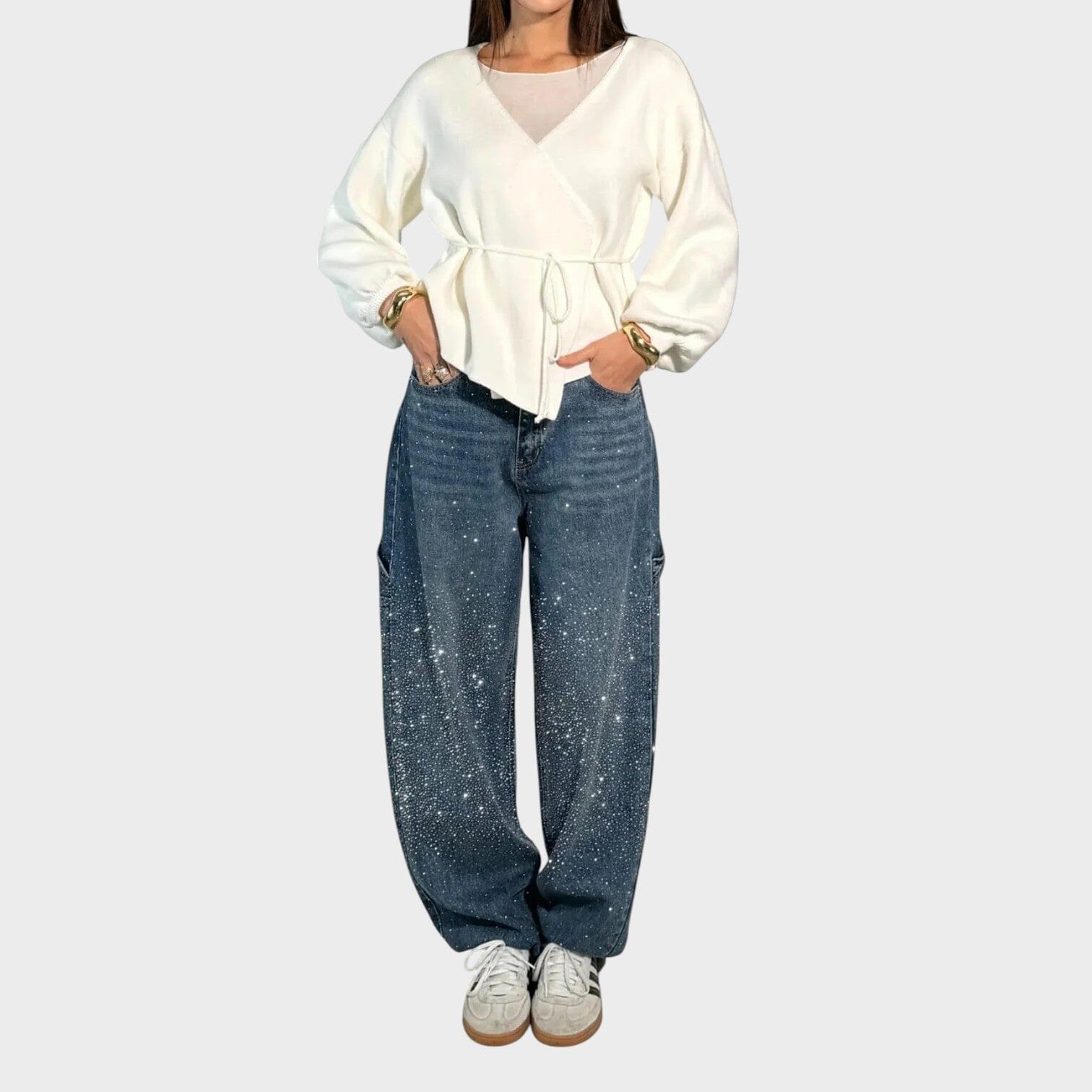 Valerie Balloon Jeans S Lehkým Leskem Exkluzivní Kolekce